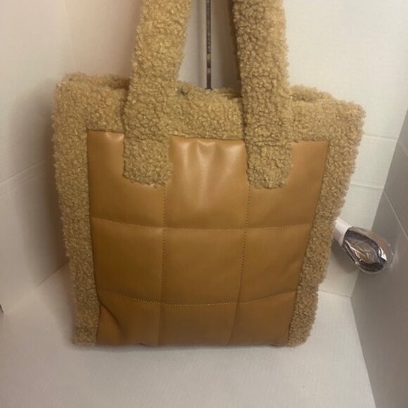 Jill & Ally Quilted Faux Shearling Trim Tote - Picture 2 of 9